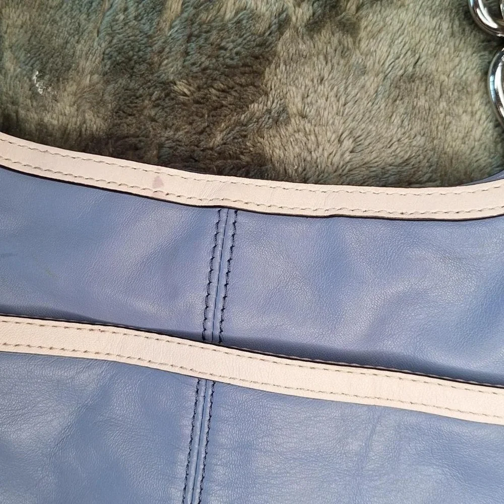 COACH Alexandra Chain Leather Blue And Ivory‎ Bag